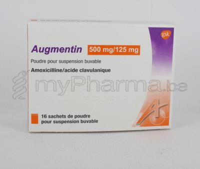 Pharmacie Parent Sprl Substances Actives A Amoxicilline Acide Clavulanique Augmentin 500 Mg 16 Sachets