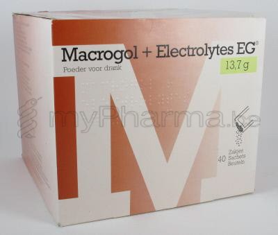 MACROGOL + ELECTROLYTES EG 13,7 G PDRE SOL BUV 40 SACHETS         (médicament)
